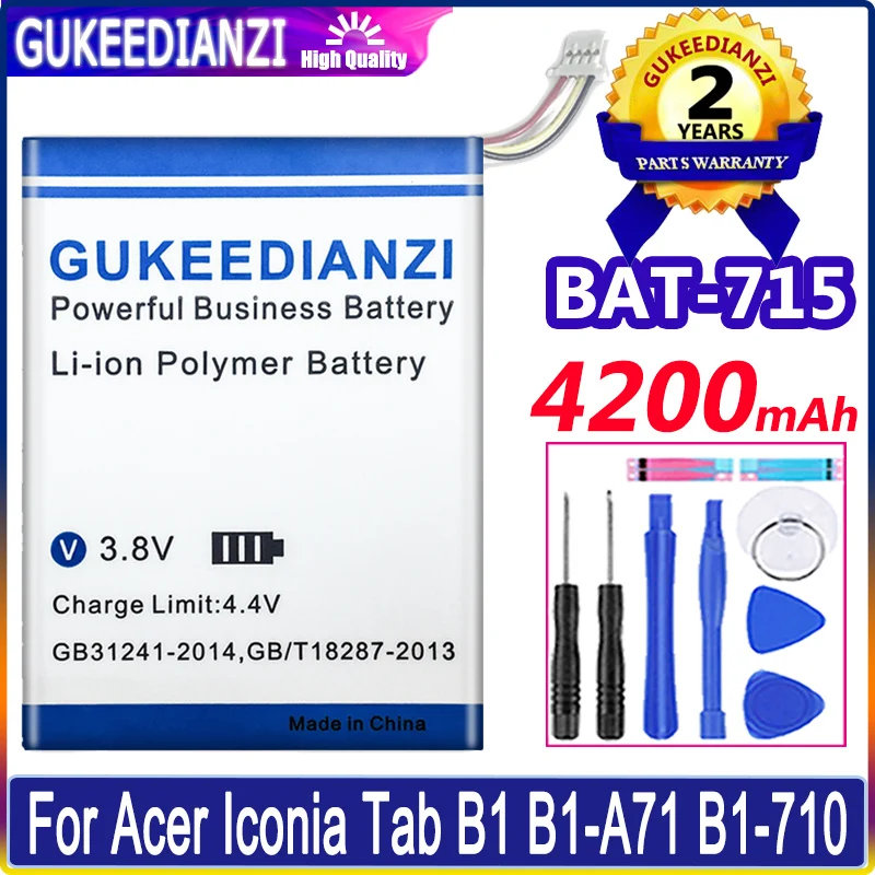 Battery 4200mAh BAT-715(4 cables Version) For Acer Iconia Tab B1 B1-A71 B1-710 High Capacity Battery Li-polym Bateria +Tools
Battery 4200mAh BAT-715(4 cables Version) For Acer Iconia Tab B1 B1-A71 B1-710 High Capacity Battery Li-polym Bateria +Tools