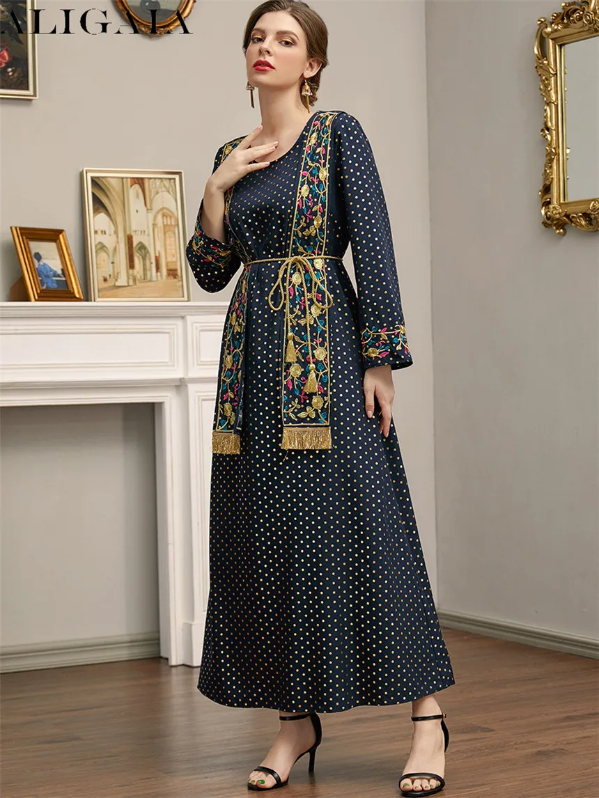 Aligaia Dot Print Autumn 2022 Woman Neck Long Sleeve Elegant ArabicChic Ethnic Floral Embroidery Tassel Sashes Maxi Crew Muslim
Aligaia Dot Print Autumn 2022 Woman Neck Long Sleeve Elegant ArabicChic Ethnic Floral Embroidery Tassel Sashes Maxi Crew Muslim