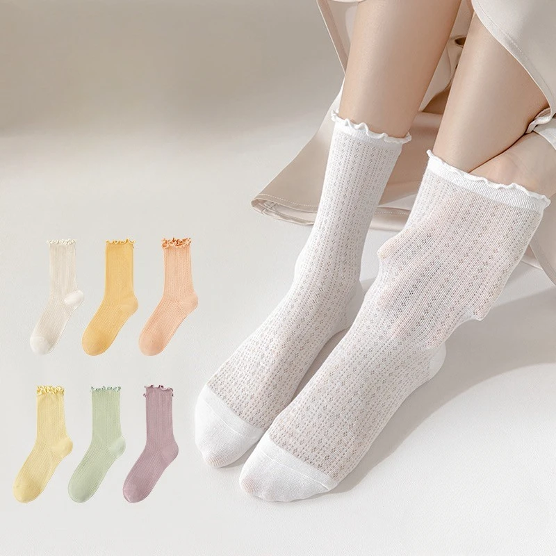 Summer Thin Stacked Socks White Ear Edge Loose Mesh Socks Women's Cotton Sweat-absorbing Hollow Medium Sleeve Socks kawaii
Summer Thin Stacked Socks White Ear Edge Loose Mesh Socks Women's Cotton Sweat-absorbing Hollow Medium Sleeve Socks kawaii