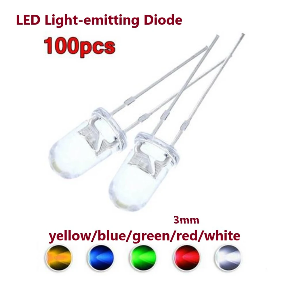 100pcs LED Super Bright 3mm DC 2-3V Red/Blue/Green/White/Yellow LED Transparent Bulb LED Bulbs LED Light
100pcs LED Super Bright 3mm DC 2-3V Red/Blue/Green/White/Yellow LED Transparent Bulb LED Bulbs LED Light