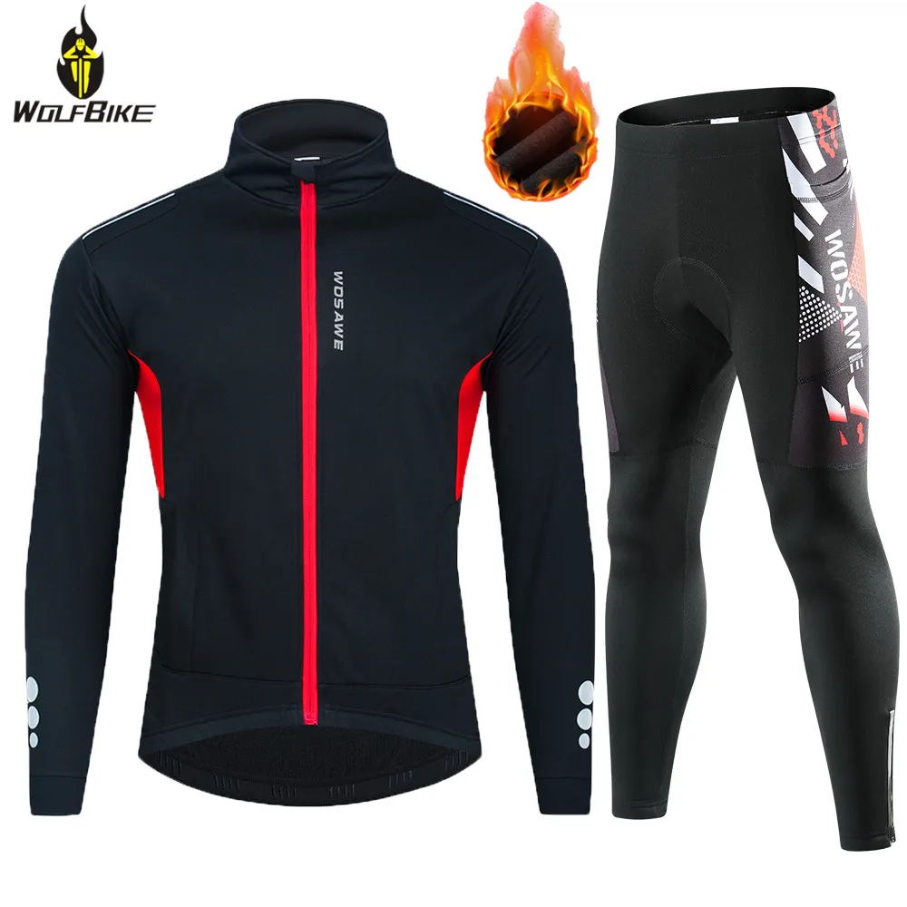 WOSAWE Winter Warm Men Cycling Set Windproof Reflective Jacket Jersey Padded Pants Thermal Fleece MTB Bike Bicycle Clothing Suit
WOSAWE Winter Warm Men Cycling Set Windproof Reflective Jacket Jersey Padded Pants Thermal Fleece MTB Bike Bicycle Clothing Suit