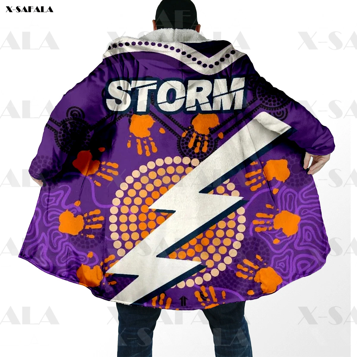 

Melbourne Storm Anzac Day 3D Printed Hoodie Long Duffle Topcoat Hooded Blanket Cloak Thick Jacket Cotton Cashmere Fleece