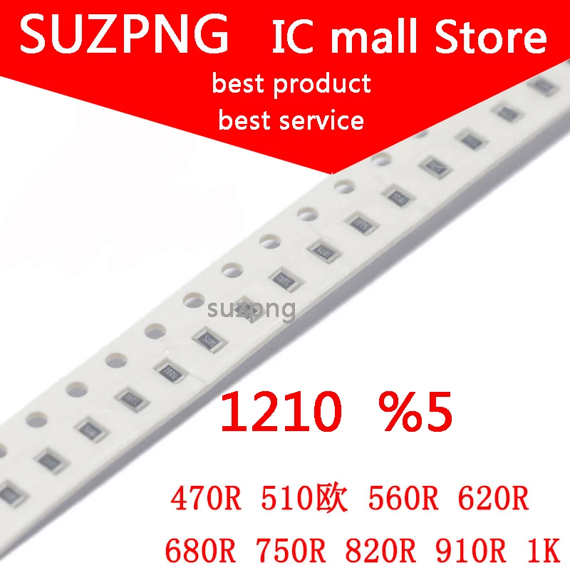 100 шт. 1210 SMD резистор 470R 510R 560R 620R 680R 750R 820R 910R 1K в наличии
100 шт. 1210 SMD резистор 470R 510R 560R 620R 680R 750R 820R 910R 1K в наличии