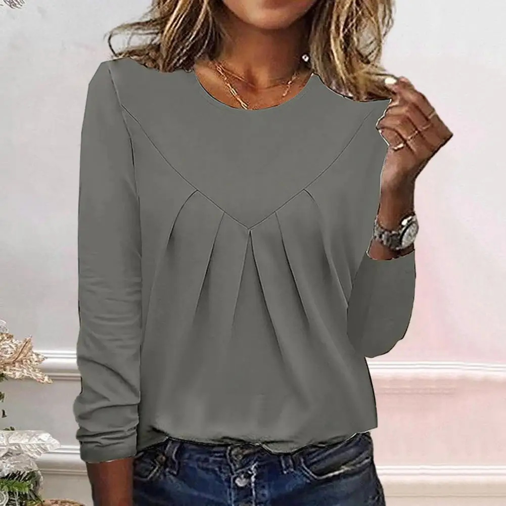 Commuter Style Top Soft Breathable Lady's Pleated Pullover Simple Style Loose Fit Skin-friendly T-shirt Blouse for Fall Soft
Commuter Style Top Soft Breathable Lady's Pleated Pullover Simple Style Loose Fit Skin-friendly T-shirt Blouse for Fall Soft