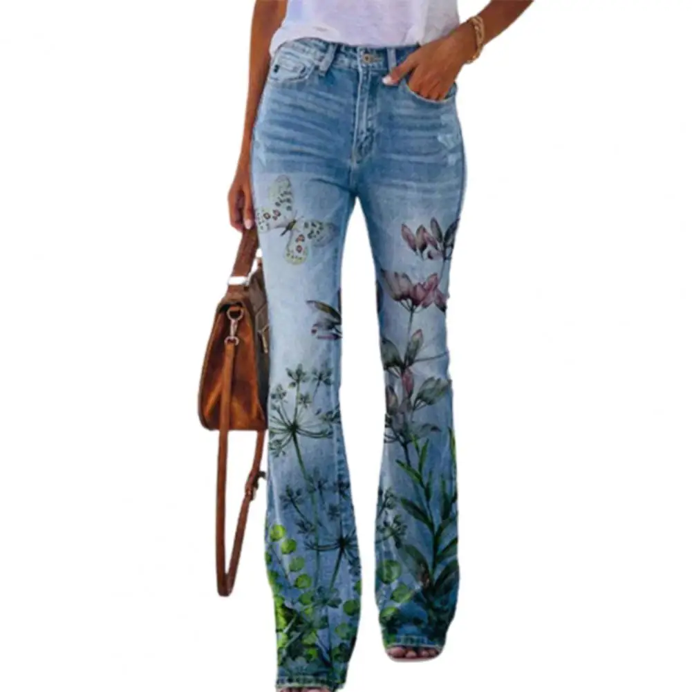 Women Pants High Waist Button Zipper Fly Pockets Straight Leg Imitation Jeans Blooming Flower Pattern Long Casual Trousers
Women Pants High Waist Button Zipper Fly Pockets Straight Leg Imitation Jeans Blooming Flower Pattern Long Casual Trousers