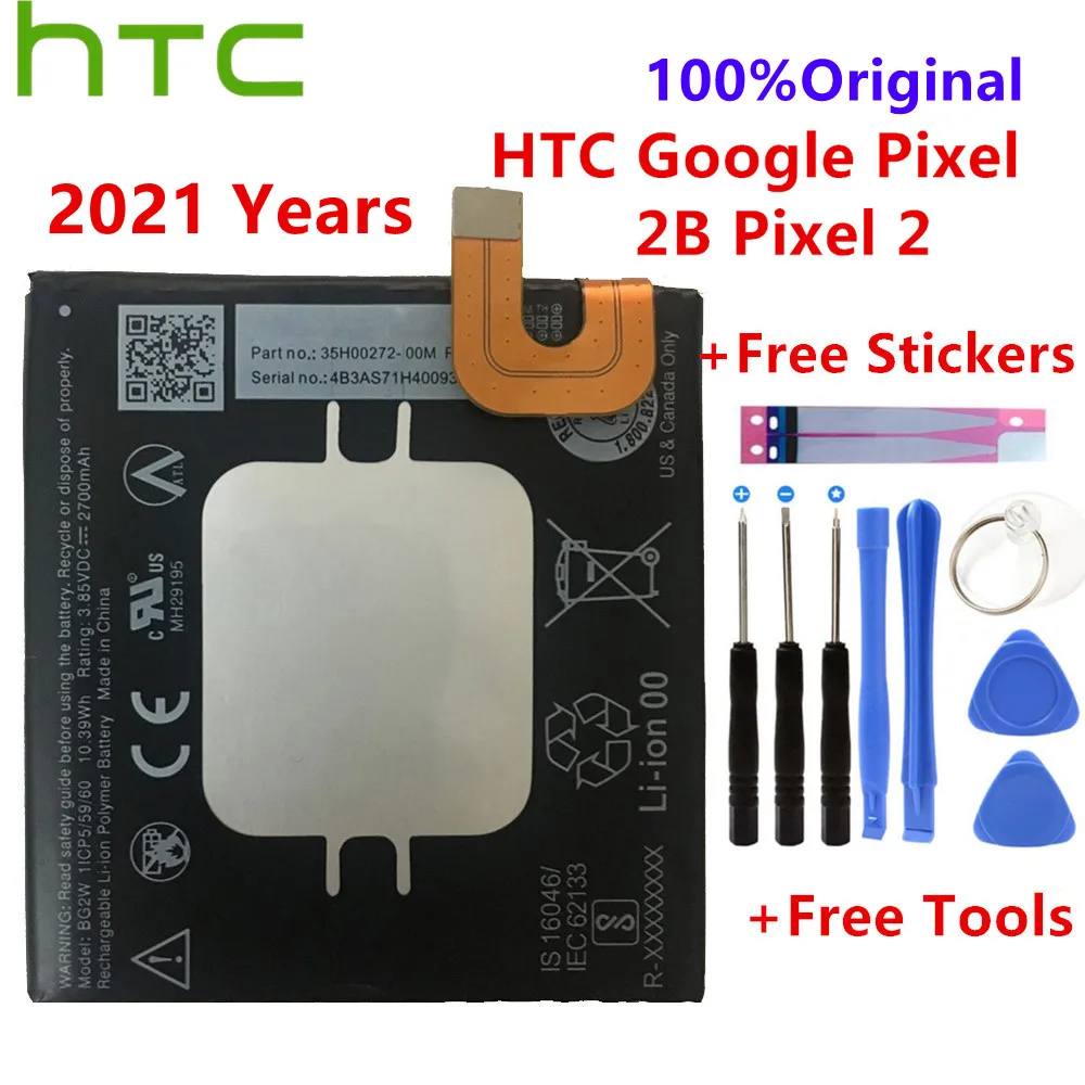 HTC Original 2700mAh BG2W Mobile Phone Replacement Battery G011A-B For Google Pixel 2B Pixel 2 Li-ion Polymer Batteries Bateria
HTC Original 2700mAh BG2W Mobile Phone Replacement Battery G011A-B For Google Pixel 2B Pixel 2 Li-ion Polymer Batteries Bateria