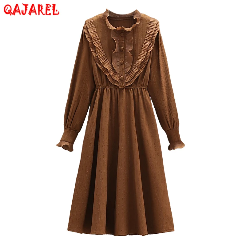 Female Black Long Sleeve Ruffled Collar Midi Dress Spring Autumn Korean Vintage Hepburn Dress 2023 Elegant Bodycon Casual Dress
Female Black Long Sleeve Ruffled Collar Midi Dress Spring Autumn Korean Vintage Hepburn Dress 2023 Elegant Bodycon Casual Dress