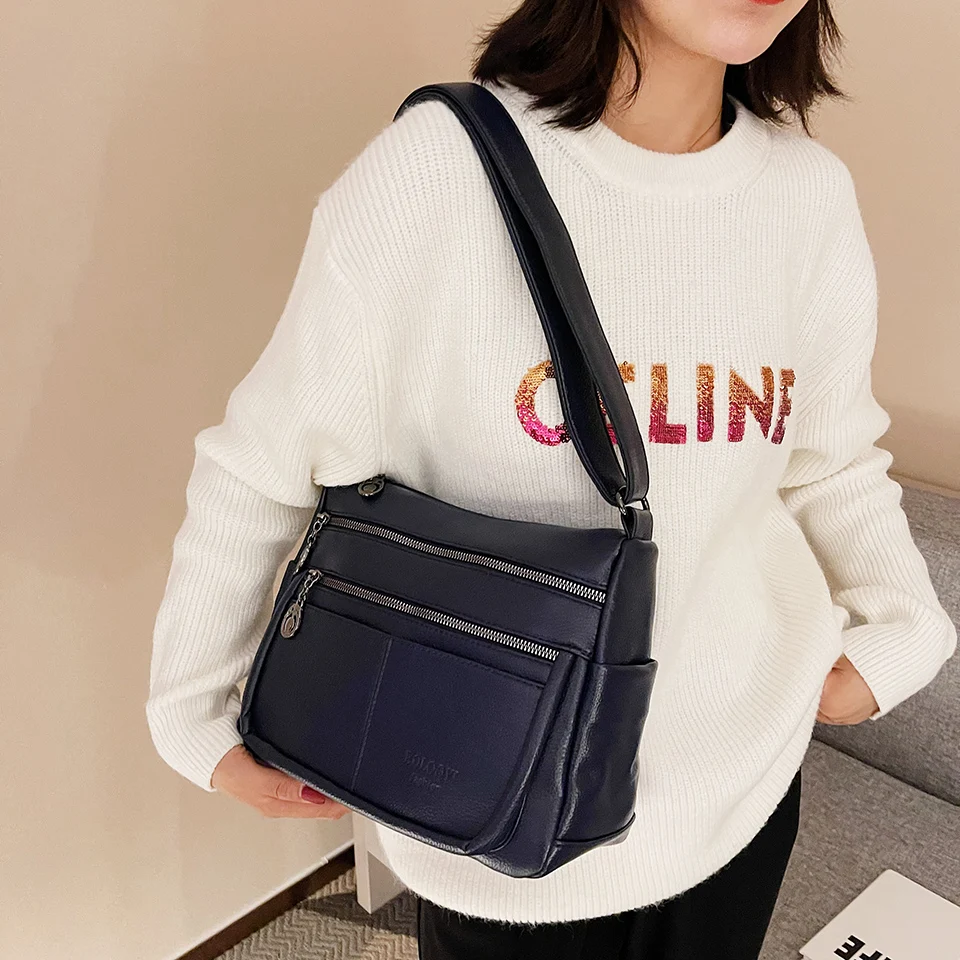 High-End Fashion Ladies Soft Leather Shoulder Bag Multi-Pocket Capacity Style Literary Youth Travel Office Messenger Bag 230
High-End Fashion Ladies Soft Leather Shoulder Bag Multi-Pocket Capacity Style Literary Youth Travel Office Messenger Bag 230