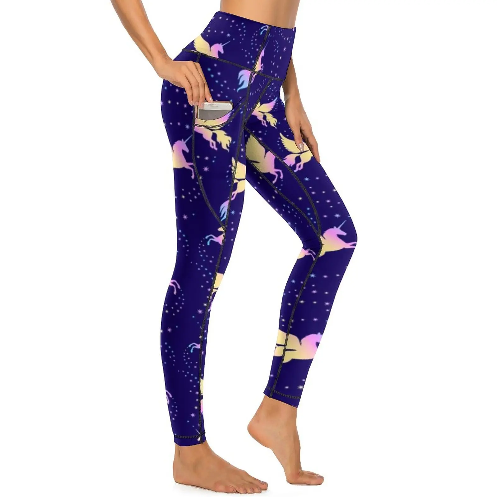 

Flying Unicorn Leggings Starry Sky Print Fitness Yoga Pants Lady High Waist Aesthetic Leggins Sexy Stretch Graphic Sports Tights
