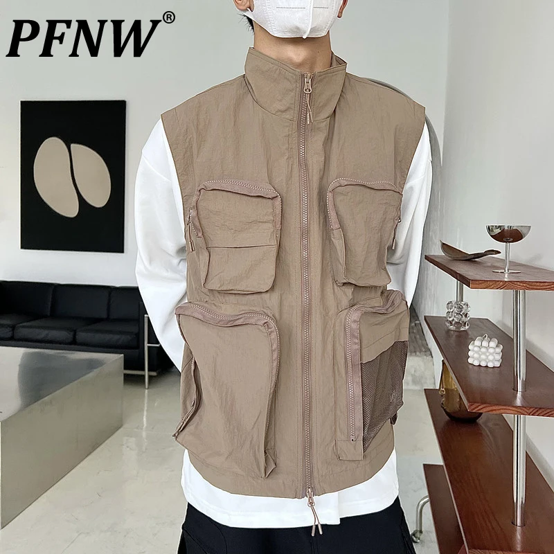 PFNW Spring Autumn New Men's American Vintage Streetwear Stand Collar Vests Pockets Patchwork Chic Casual Tide Clothes 28A0994
PFNW Spring Autumn New Men's American Vintage Streetwear Stand Collar Vests Pockets Patchwork Chic Casual Tide Clothes 28A0994