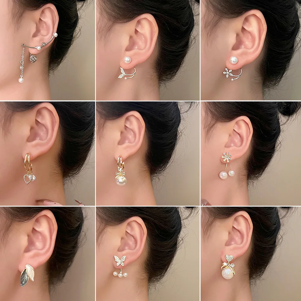 Fashion Light Luxury Pearl Flower Earrings for Women Back Hanging Fishtail Ear Stud Simple Leaf Butterfly Bow Heart Pendientes
Fashion Light Luxury Pearl Flower Earrings for Women Back Hanging Fishtail Ear Stud Simple Leaf Butterfly Bow Heart Pendientes
