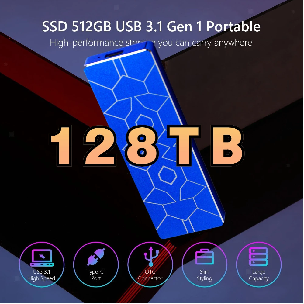 New 2023 SSD 128TB M.2 External Hard Drive TYPE-C High Speed Mobile Hard Drive USB 3.1 Solid State Drive Original Storage Device
New 2023 SSD 128TB M.2 External Hard Drive TYPE-C High Speed Mobile Hard Drive USB 3.1 Solid State Drive Original Storage Device