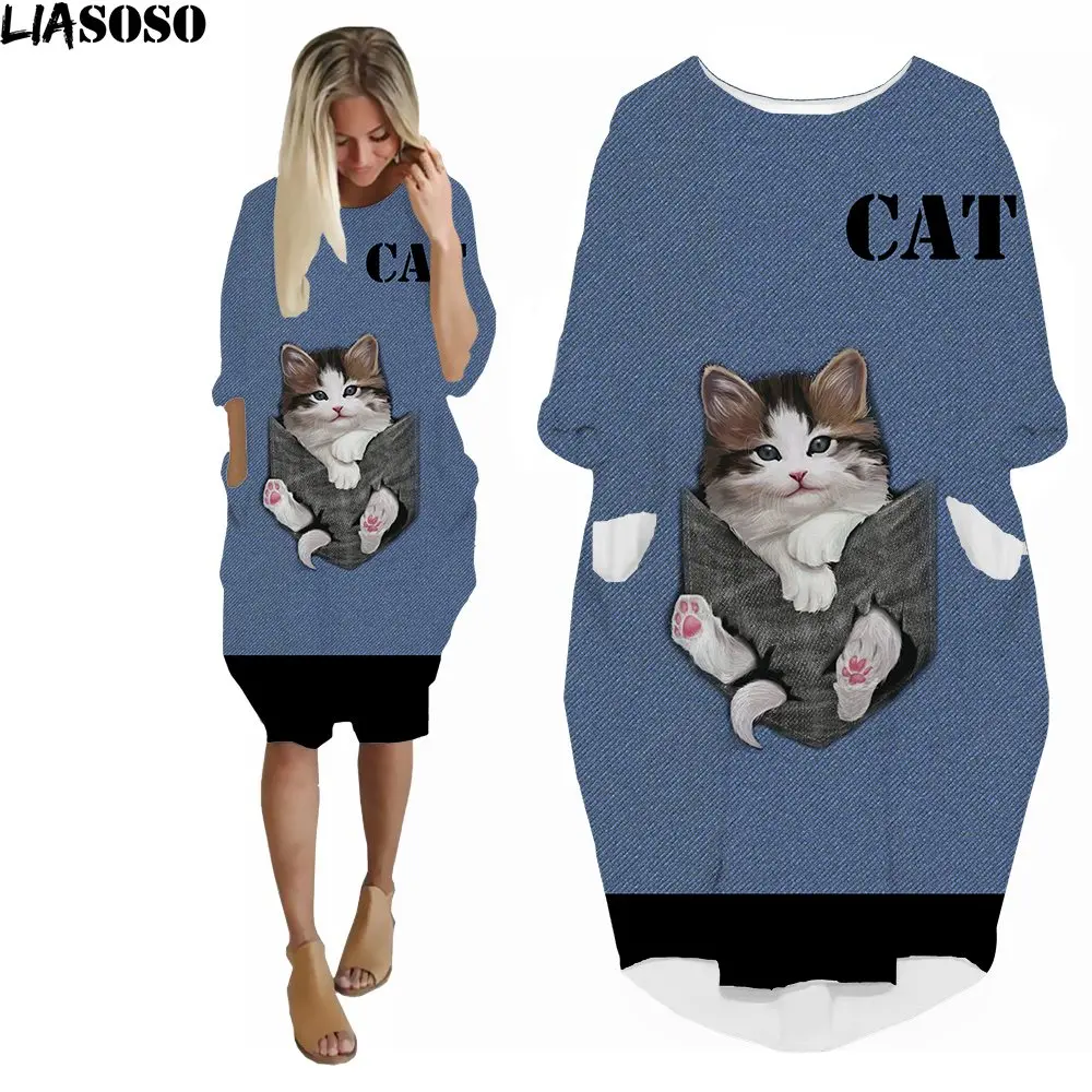 LIASOSO Summer Long Sleeve Cute Forest Cat 3D Printing O-neck Comfortable Dress Women's Funny New Retro Pullover Fashion Ladies
LIASOSO Summer Long Sleeve Cute Forest Cat 3D Printing O-neck Comfortable Dress Women's Funny New Retro Pullover Fashion Ladies