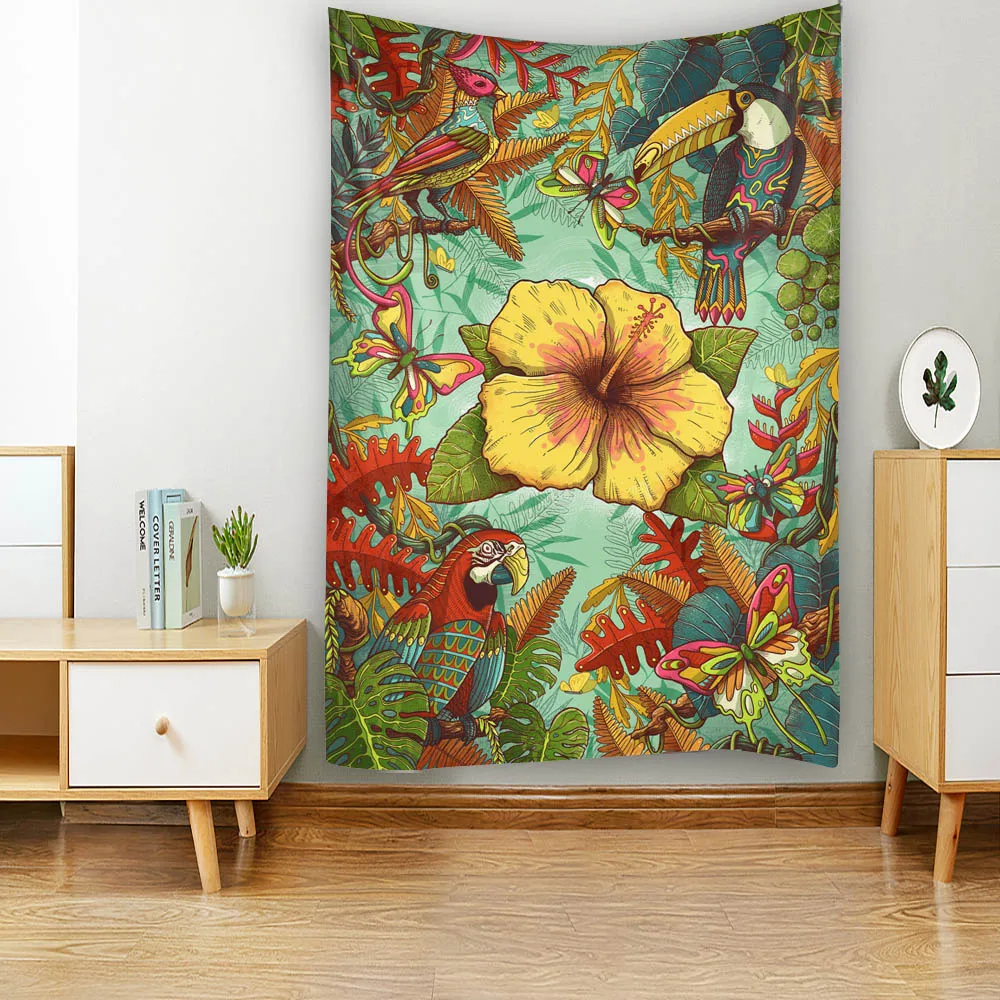 Psychedelic plant, flower and bird tapestry, home bedside decoration, bohemian hippie bedroom, background cloth, wall decoration
Psychedelic plant, flower and bird tapestry, home bedside decoration, bohemian hippie bedroom, background cloth, wall decoration