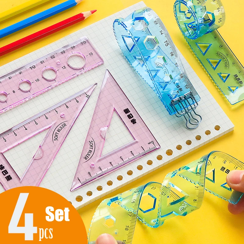 4Pcs Soft Ruler Set Flexible Creative Measure Tool Child Student Geometry Maths Drawing Stationery School Office Supplies
4Pcs Soft Ruler Set Flexible Creative Measure Tool Child Student Geometry Maths Drawing Stationery School Office Supplies