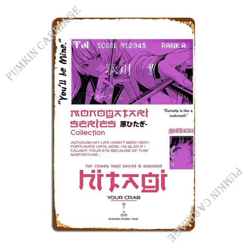 Hitagi Profile Metal Plaque Create Funny Living Room Wall Cave Tin Sign Poster
Hitagi Profile Metal Plaque Create Funny Living Room Wall Cave Tin Sign Poster