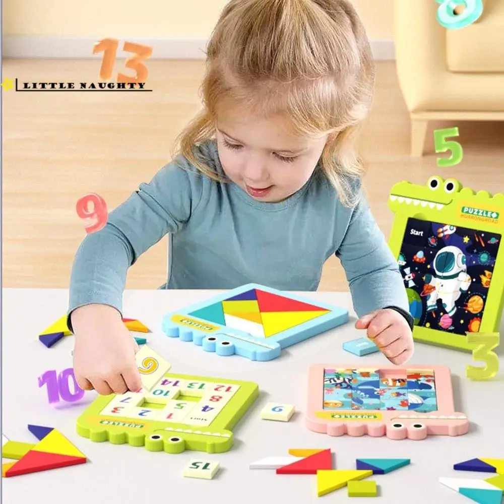 

Early Educational Toy Developing For Children Jigsaw Digital Number 1-16 Animal Cartoon Slide Puzzle Brain Game Montessori Toys