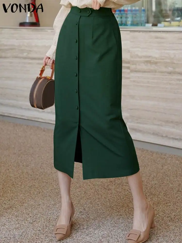 Summer Midi Skirts 2023 VONDA Elegant High Waist Fashion Women Button Down Solid Color Long Skirt Casual Loose Office Bottoms
Summer Midi Skirts 2023 VONDA Elegant High Waist Fashion Women Button Down Solid Color Long Skirt Casual Loose Office Bottoms