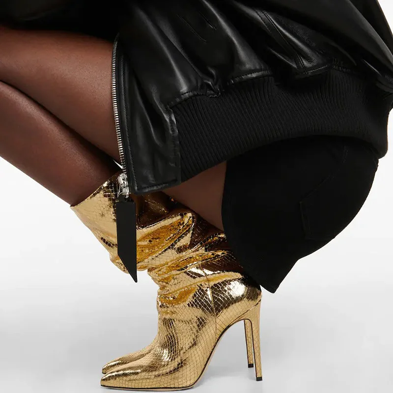 2023 New Fold Pile Boots for Women 34-46 Size Pointed Toe Thin High Heel Slip-on Solid Mid-Calf Handmade Fashion Female Shoes
2023 New Fold Pile Boots for Women 34-46 Size Pointed Toe Thin High Heel Slip-on Solid Mid-Calf Handmade Fashion Female Shoes