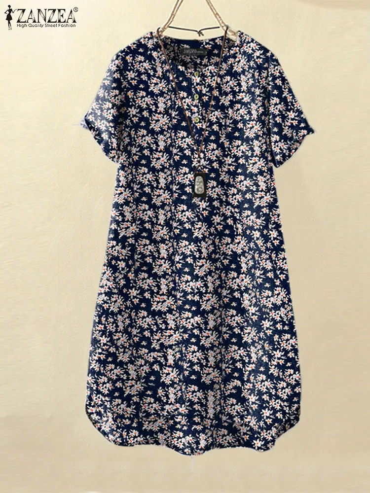 ZANZEA Round Neck Casual Mini Dress Women Vintage Simple Summer Short Sundress Short Sleeve Pockets Buttons Floral Print Dresses
ZANZEA Round Neck Casual Mini Dress Women Vintage Simple Summer Short Sundress Short Sleeve Pockets Buttons Floral Print Dresses
