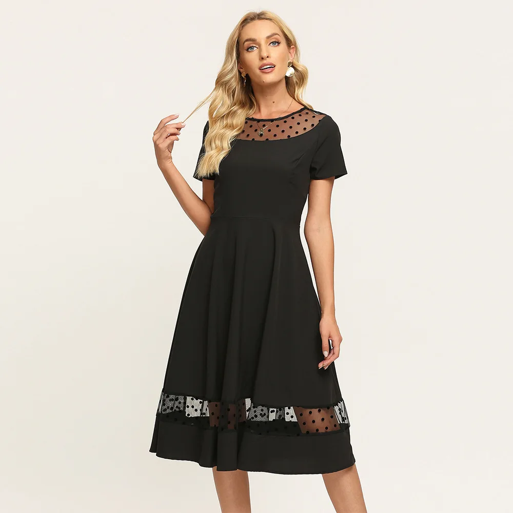 2022 New Women Black Short Sleeve Summer Dress Elegant Lace Patchwork Midi Vestidos De Fashion Women Daily A-line Dresses
2022 New Women Black Short Sleeve Summer Dress Elegant Lace Patchwork Midi Vestidos De Fashion Women Daily A-line Dresses