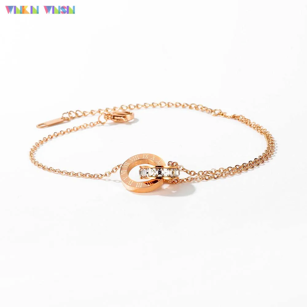 WinkinWinsin Brand K Series Roman Numerals Cubic Zircon Hand Chains Rose Gold Color Plated Bracelets For Women
WinkinWinsin Brand K Series Roman Numerals Cubic Zircon Hand Chains Rose Gold Color Plated Bracelets For Women