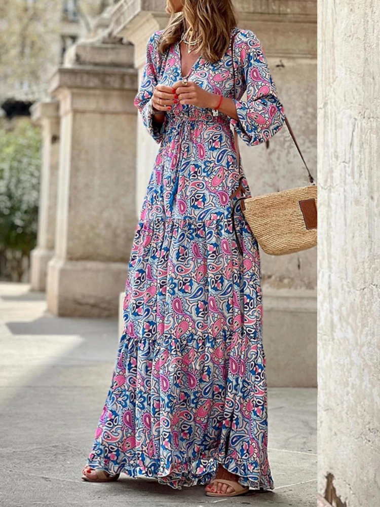 Women Vintage Chic V-Neck Bohemian Print Long Dress Female Tunic Robe Long Sleeve Floral Print Maxi Dress Autumn 2022 Dress
Women Vintage Chic V-Neck Bohemian Print Long Dress Female Tunic Robe Long Sleeve Floral Print Maxi Dress Autumn 2022 Dress