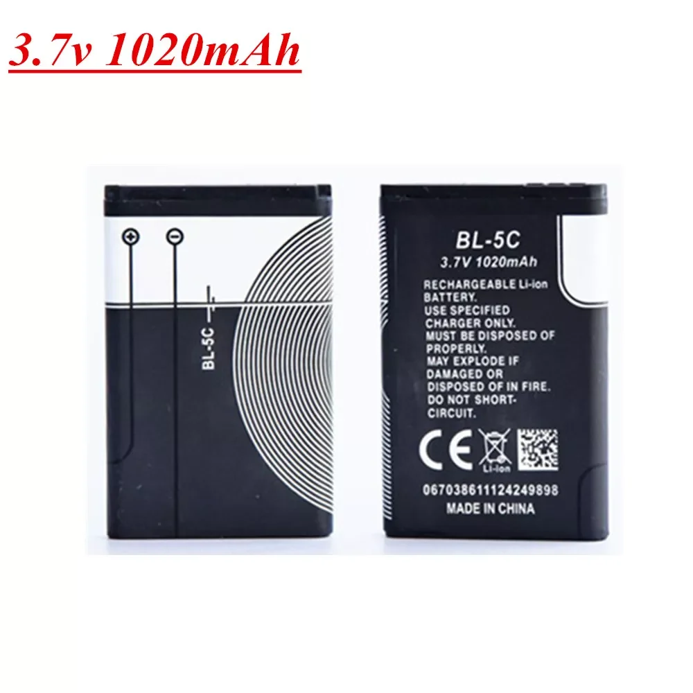 NEW2023 3.7V 1020mAh 1200mah Battery BL-5C BL 5C For Nokia 6267 6270 6330 6555 6600 6620 6630 1100 1101 1110 1112 1208 1600
NEW2023 3.7V 1020mAh 1200mah Battery BL-5C BL 5C For Nokia 6267 6270 6330 6555 6600 6620 6630 1100 1101 1110 1112 1208 1600