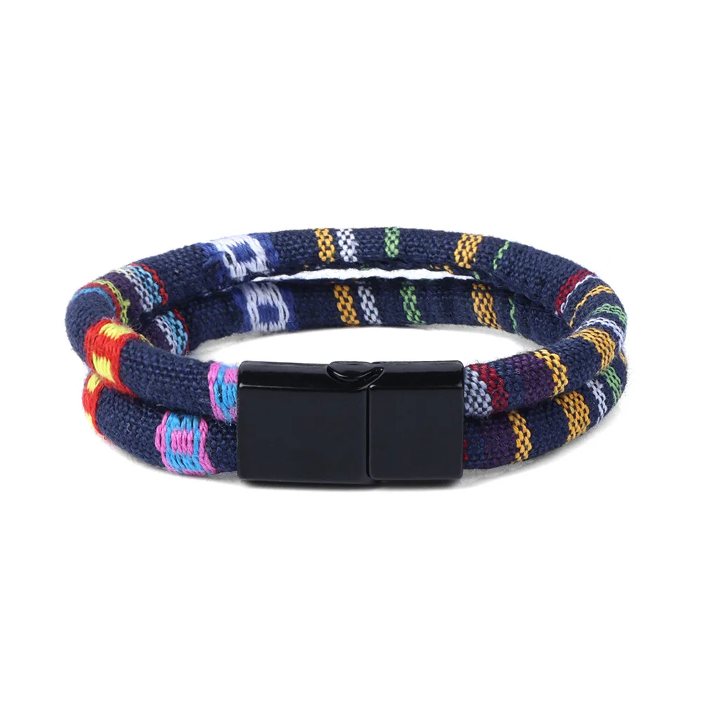 2022 Trendy Double Layers Ethnic Fabric Bracelet Men Women Vintage Megnetic Clasp Bohemia Rope Bracelet For Men Pulsera Hombre
2022 Trendy Double Layers Ethnic Fabric Bracelet Men Women Vintage Megnetic Clasp Bohemia Rope Bracelet For Men Pulsera Hombre