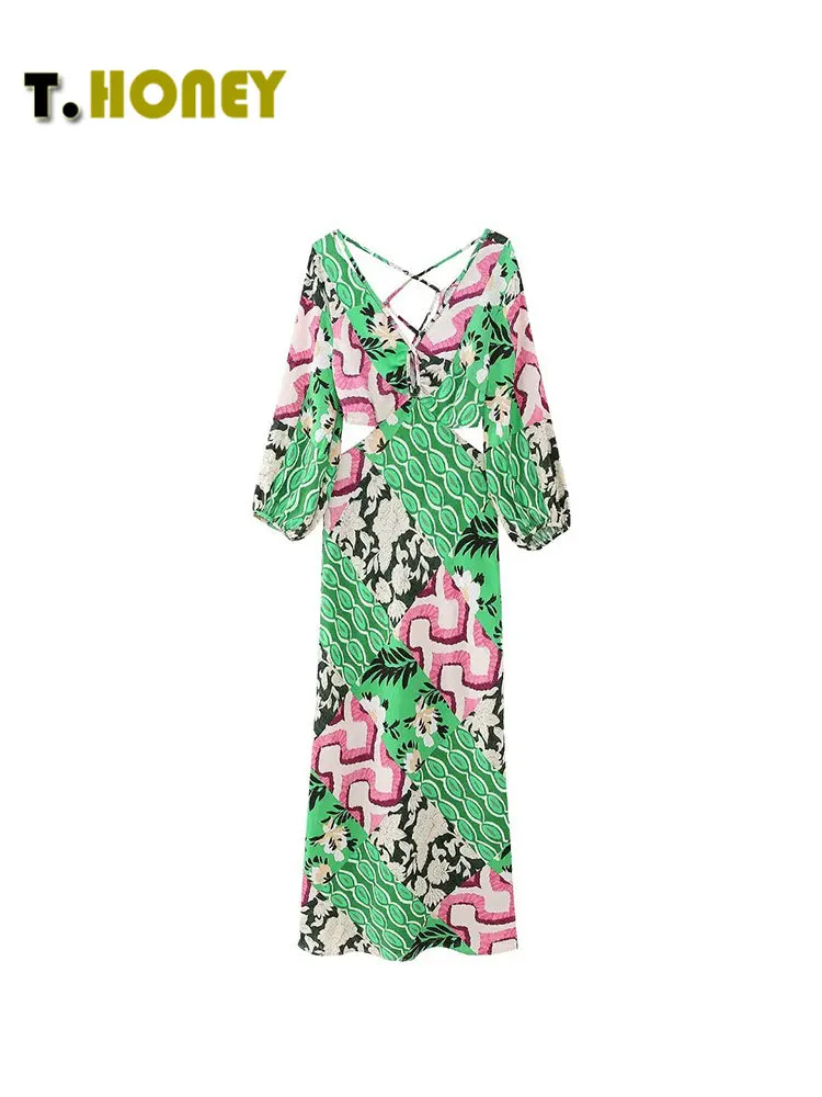 TELLHONEY Women Fashion V-Neck Hollow Out Lace Up Print Dress Female Casual Long Sleeves High Waist Pleats Midi Dresses
TELLHONEY Women Fashion V-Neck Hollow Out Lace Up Print Dress Female Casual Long Sleeves High Waist Pleats Midi Dresses