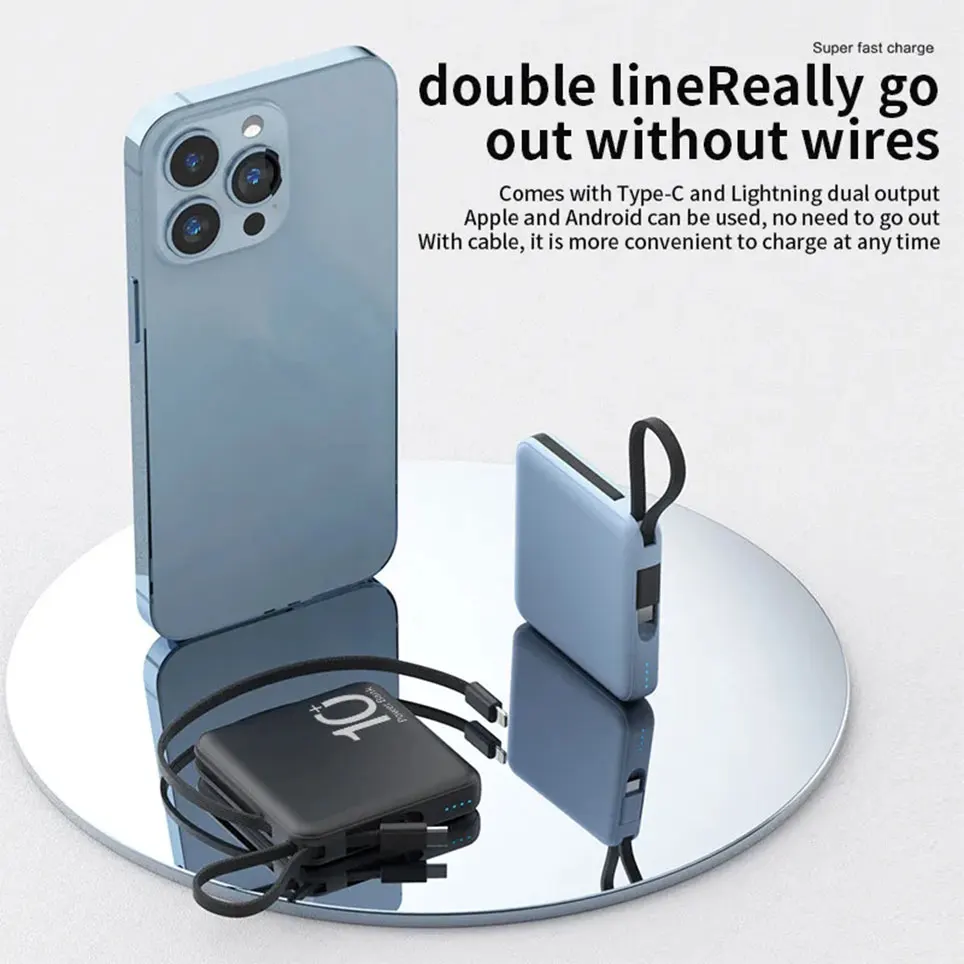Mini power bank with built-in code,portable compact power bank,5000mAh fast charging external battery,mobile phone accessories
Mini power bank with built-in code,portable compact power bank,5000mAh fast charging external battery,mobile phone accessories