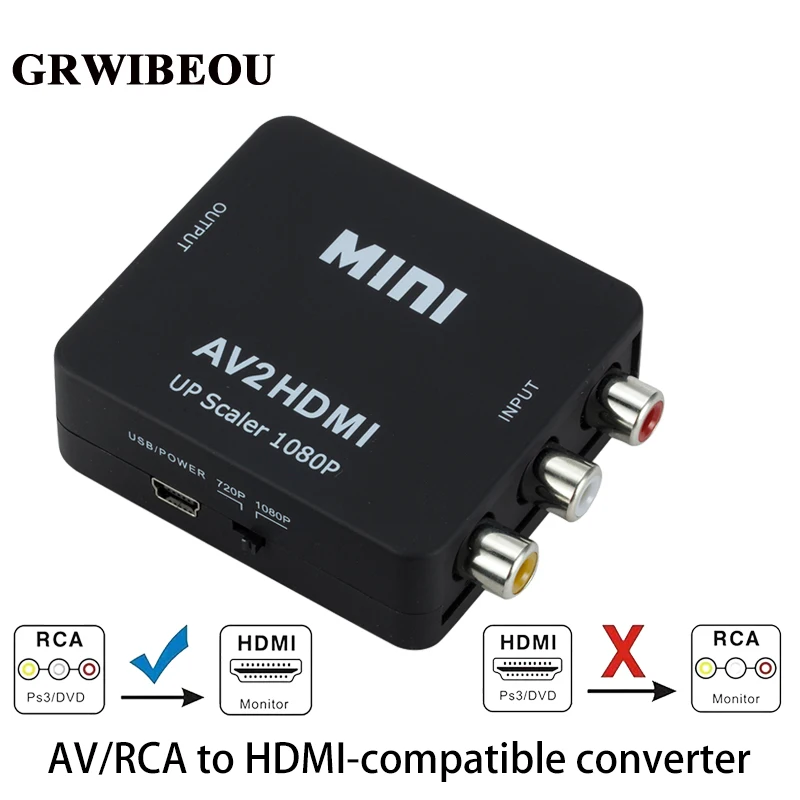 GRWIBEOU AV to HDMI compatible converter AV to HD converter Mini composite CVBS to HD AV2HD video converter RCA AV/CVSB L/R
GRWIBEOU AV to HDMI compatible converter AV to HD converter Mini composite CVBS to HD AV2HD video converter RCA AV/CVSB L/R