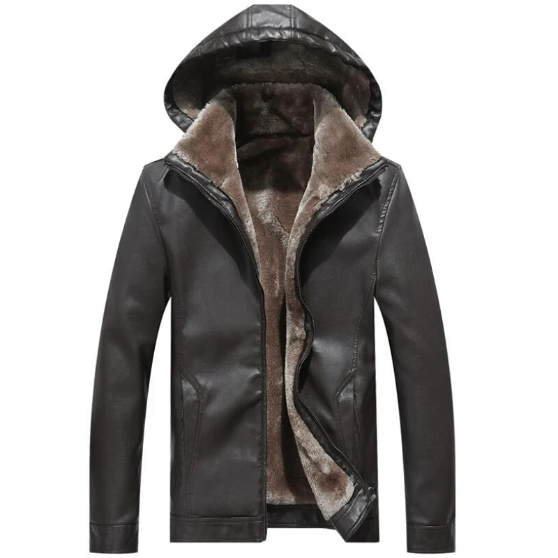 Winter Leather Jacket Men Thicken Fleece Warm Hooded Fur Coat Male Outerwear Thick Windproof Motorcycle Biker Leather Jackets
Winter Leather Jacket Men Thicken Fleece Warm Hooded Fur Coat Male Outerwear Thick Windproof Motorcycle Biker Leather Jackets