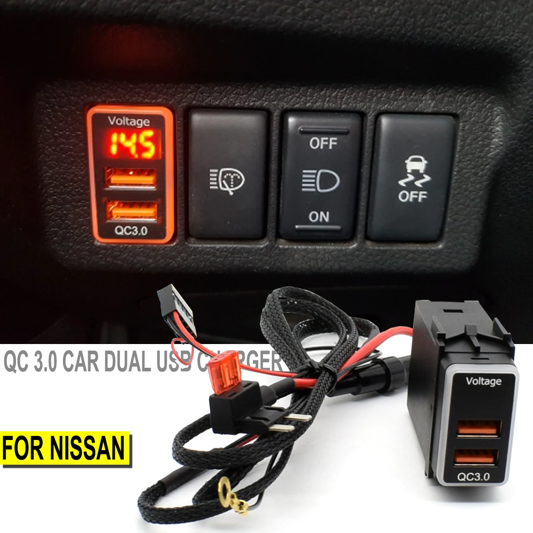 QC 3.0 Quick Charging Car Dual USB Phone Fast Charger Adapter 12V Cable For Nissan Power Adapter LED Digital Display Accessories
QC 3.0 Quick Charging Car Dual USB Phone Fast Charger Adapter 12V Cable For Nissan Power Adapter LED Digital Display Accessories