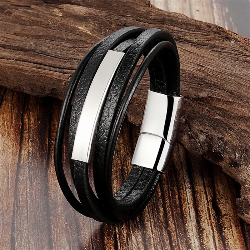 New Fashion Leather Bracelet Men Stainless Steel Magnetic Buckle Multi Layer Leather Bracelet For Men Jewelry Gift
New Fashion Leather Bracelet Men Stainless Steel Magnetic Buckle Multi Layer Leather Bracelet For Men Jewelry Gift