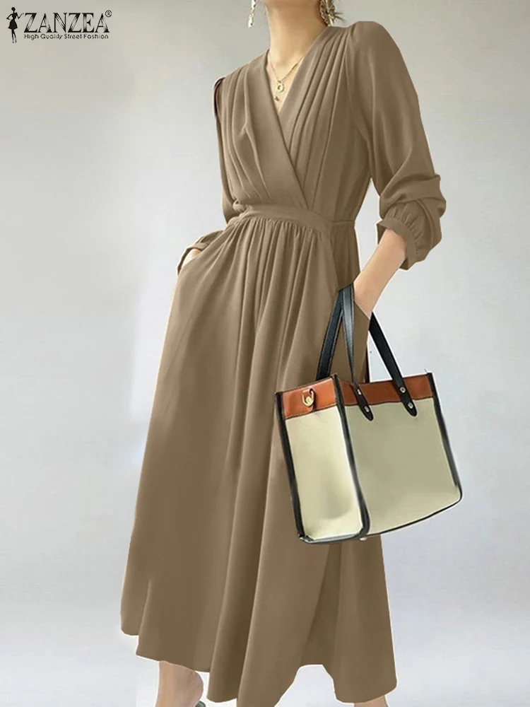 2022 Fashion Solid Sundress Women Casual Long Sleeve V Neck Vestidos ZANZEA Holiday Vintage Kaftan Elegant Lace Up Beach Dress
2022 Fashion Solid Sundress Women Casual Long Sleeve V Neck Vestidos ZANZEA Holiday Vintage Kaftan Elegant Lace Up Beach Dress