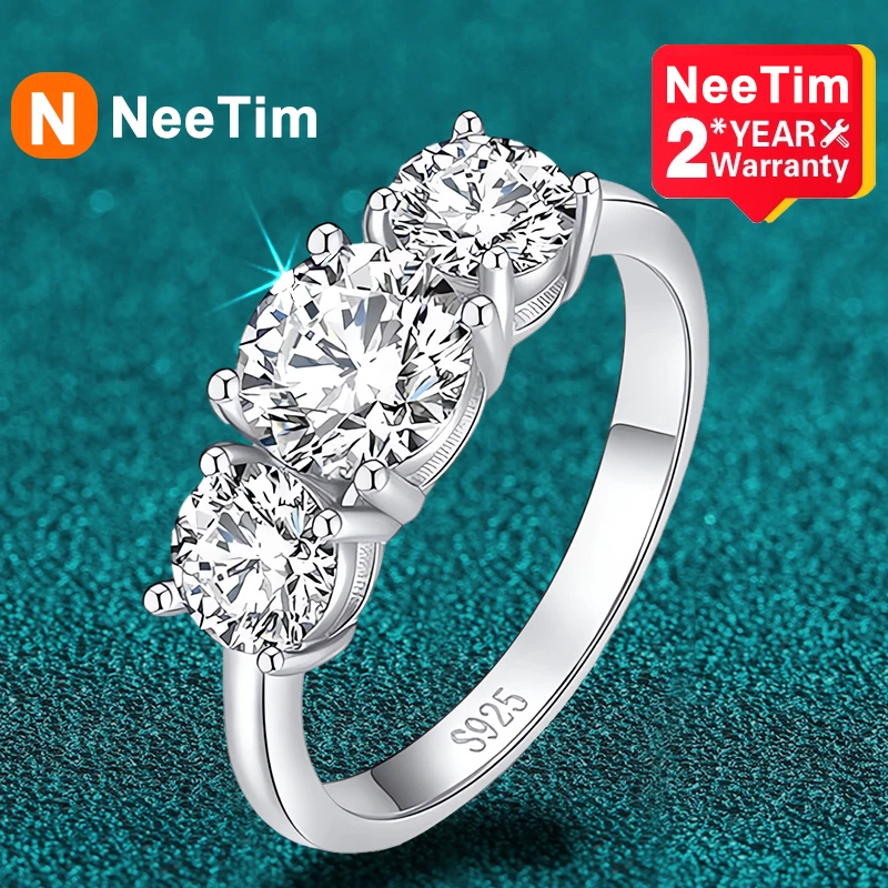 NeeTim 4CT Moissanite Engagement Ring for Women 3-stone S925 Sterling Silver 18k Gold Plated Wedding Band Promise Diamond Rings
NeeTim 4CT Moissanite Engagement Ring for Women 3-stone S925 Sterling Silver 18k Gold Plated Wedding Band Promise Diamond Rings