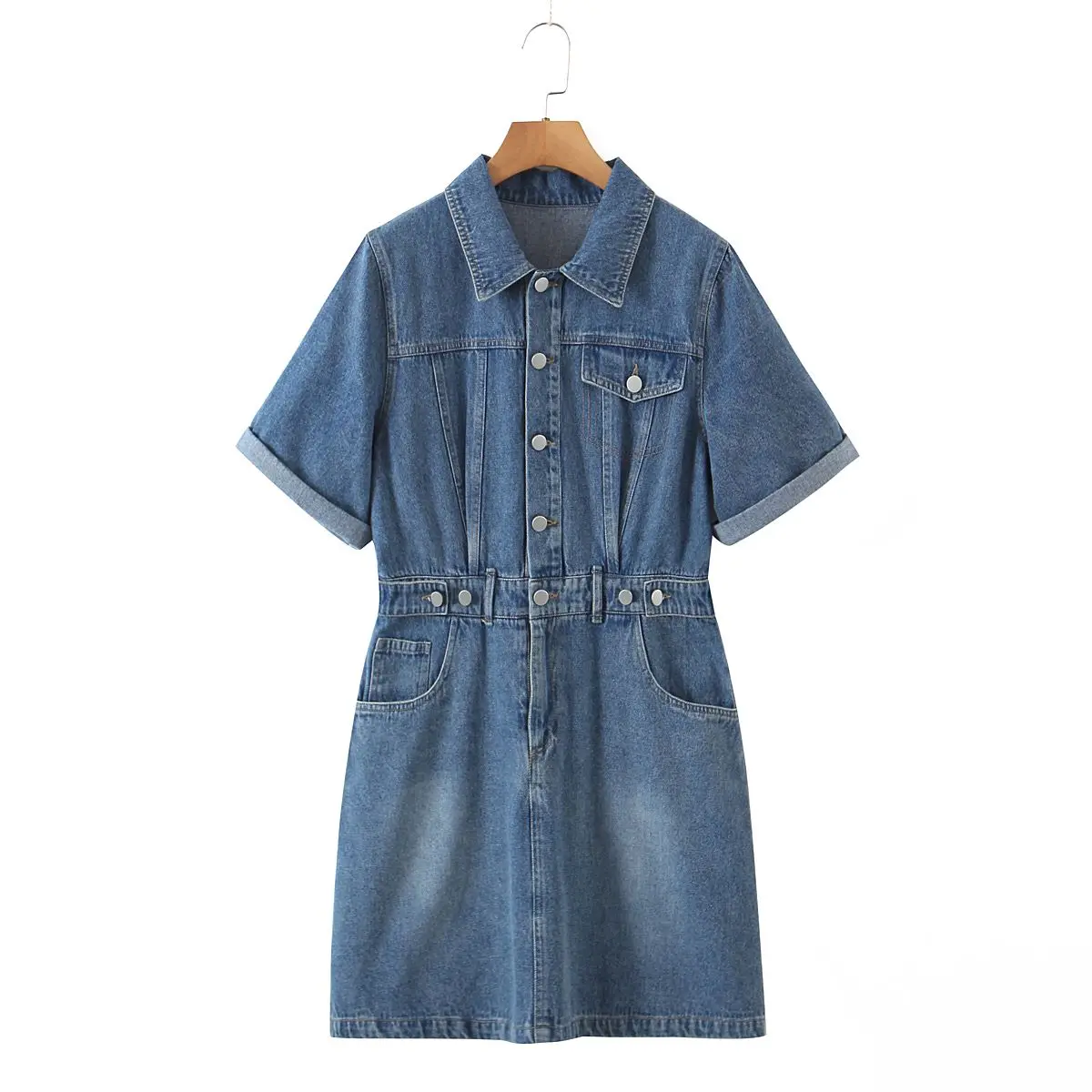 Plus Size Washed Denim Dresses For Women Quality Elegant Fashion High Waist Short Sleeve Split Slim Jean Mini Dress Summer 2022 
Plus Size Washed Denim Dresses For Women Quality Elegant Fashion High Waist Short Sleeve Split Slim Jean Mini Dress Summer 2022