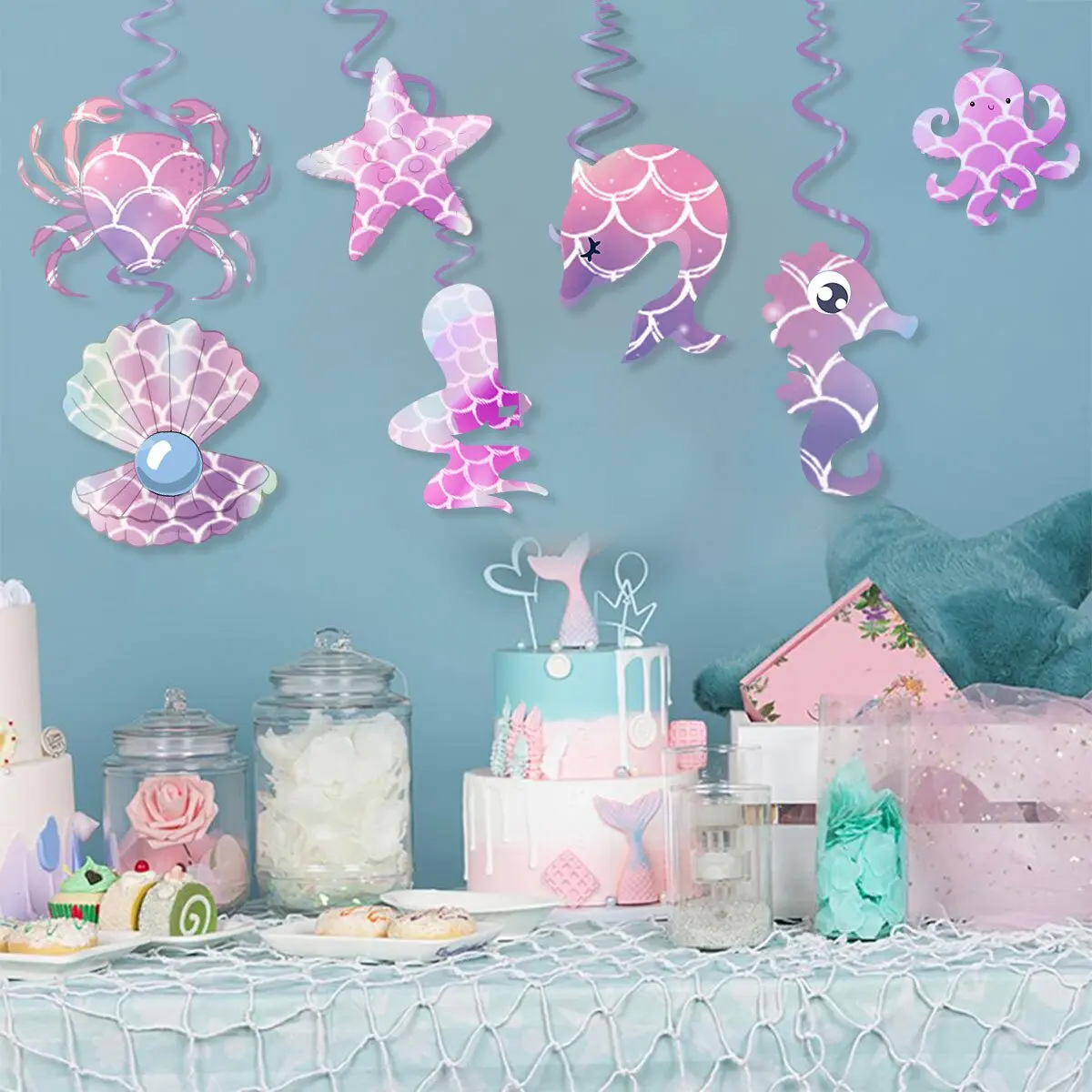 Mermaid Spiral Hanging Pendant Ocean Animal Sea Horse Japonicus Banner Under The Sea Ornament Happy Mermaid Birthday Party Decor
Mermaid Spiral Hanging Pendant Ocean Animal Sea Horse Japonicus Banner Under The Sea Ornament Happy Mermaid Birthday Party Decor