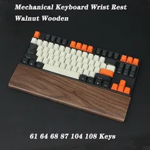Walnut Wood Mechanical Keyboard Wooden Wrist Rest Gaming 61 68 87 104 108 Keys Ergonomic Wrist Desk Hand Pad Anti-Slip Mat GK61