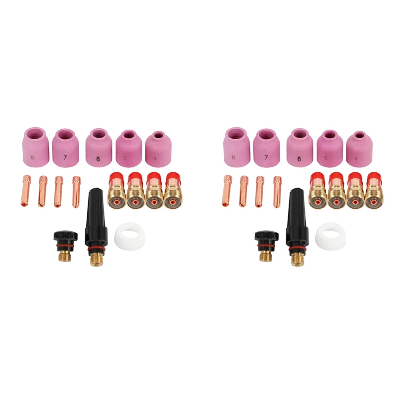 TIG Welding Torches Stubby Gas Lens Collets Alumina Nozzles Back Cap Kit For SR WP 17 18 26 Series 32Pcs
TIG Welding Torches Stubby Gas Lens Collets Alumina Nozzles Back Cap Kit For SR WP 17 18 26 Series 32Pcs