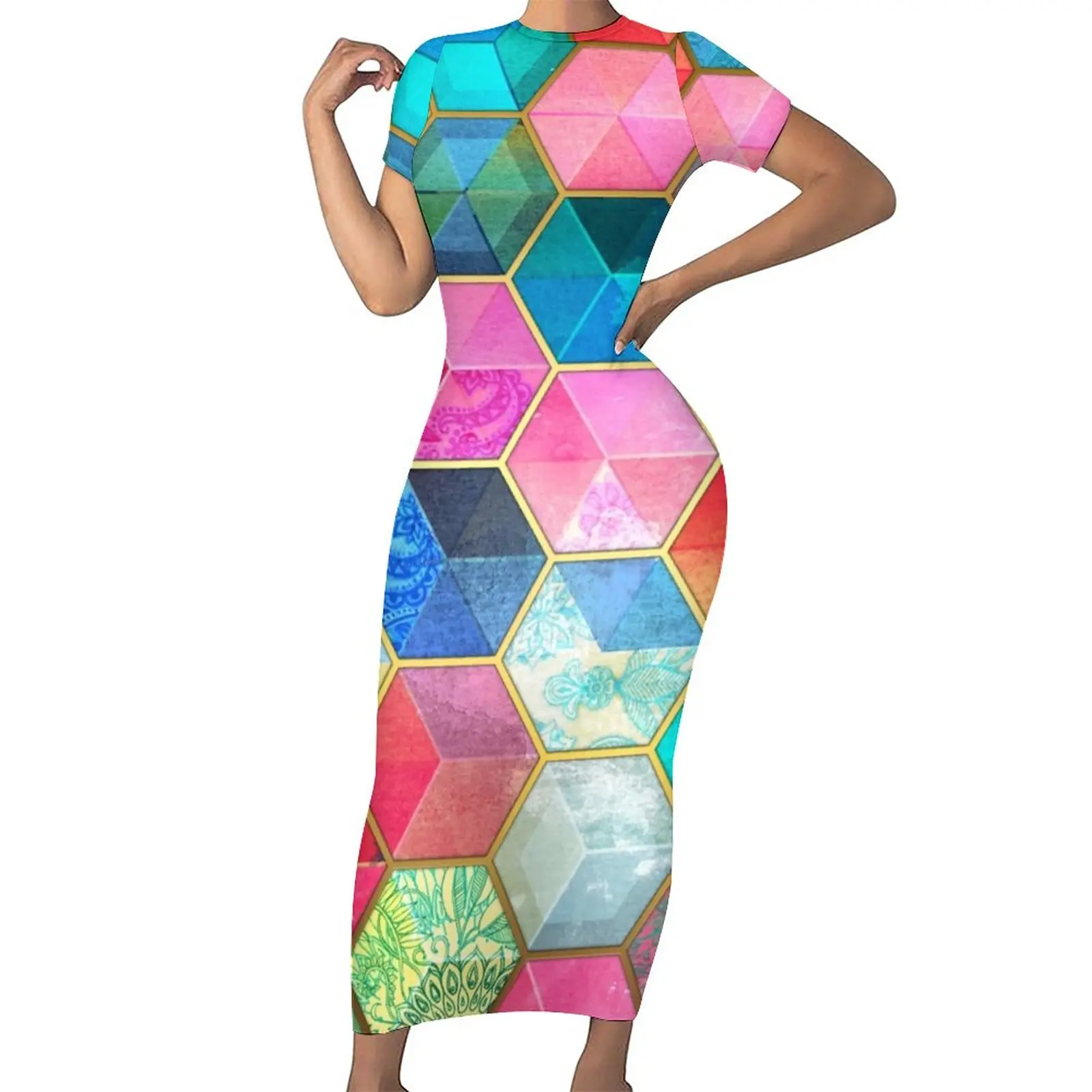 Женское облегающее платье с коротким рукавом, разноцветное летнее винтажное платье макси с принтом в виде сотовых кубиков и коротким рукав...
Женское облегающее платье с коротким рукавом, разноцветное летнее винтажное платье макси с принтом в виде сотовых кубиков и коротким рукав...