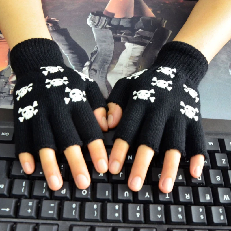 New Punk Gloves Unisex Halloween Skeleton Skull Half Finger Gloves Glow In The Dark Fingerless Stretch Knitted Winter Mittens
New Punk Gloves Unisex Halloween Skeleton Skull Half Finger Gloves Glow In The Dark Fingerless Stretch Knitted Winter Mittens