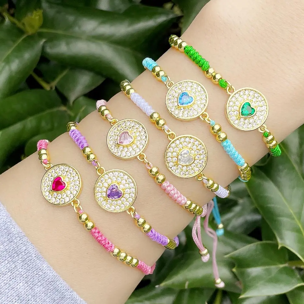 FLOLA Candy Color Rope Chain Bracelets for Women Girls Copper Gold Beads Woven AAA Zircon Heart Bracelets Rainbow Jewelry brtf91
FLOLA Candy Color Rope Chain Bracelets for Women Girls Copper Gold Beads Woven AAA Zircon Heart Bracelets Rainbow Jewelry brtf91