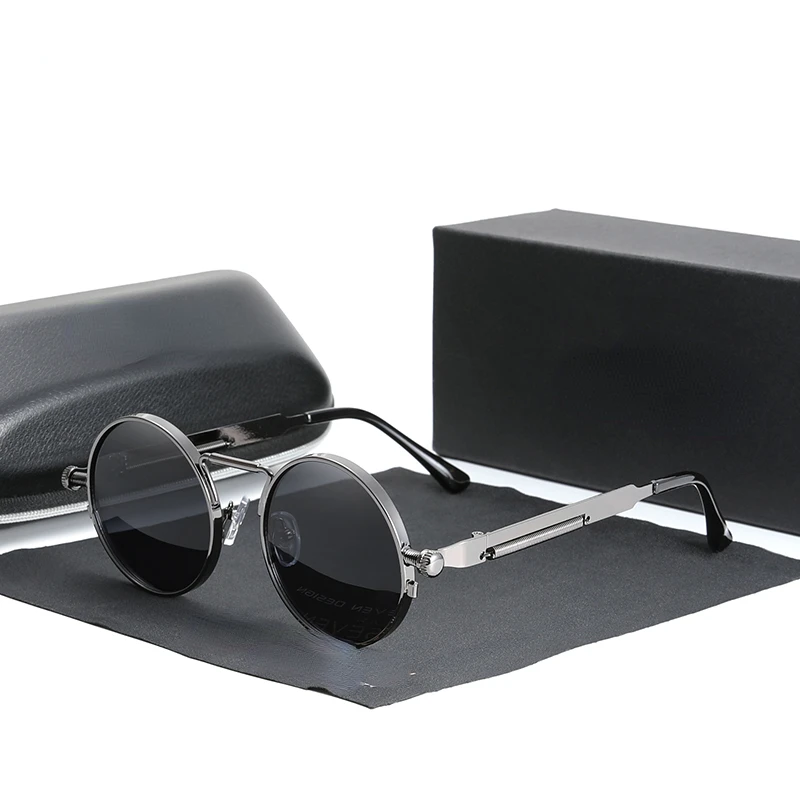 

Очки солнцезащитные KINGSEVEN в стиле стимпанк для мужчин и женщин, брендовые дизайнерские винтажные солнечные очки в круглой металлической оп...