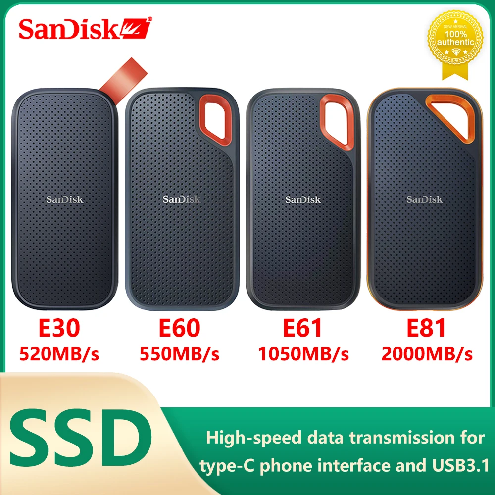 SanDisk SSD E30 E60 E61 E81 Extreme PRO ТБ 2 1 480GB USB 3.1 Type-A/C Портативный внешний твердотельный