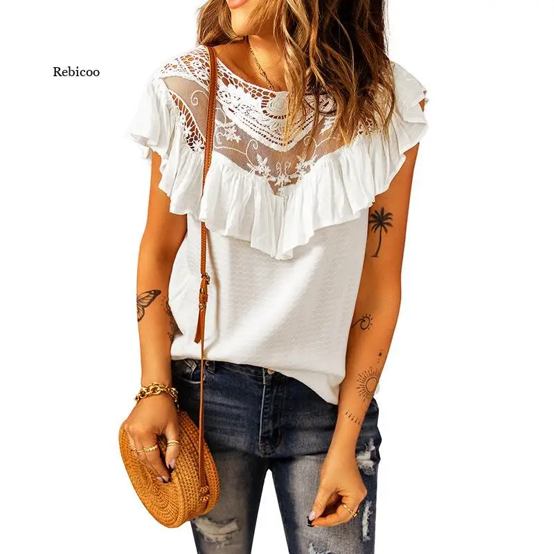 Elegant summer white lace tops v-neck tank ruffled Sexy backless embroidery vest women Fashion sleeveless tanks boho vestidos
Elegant summer white lace tops v-neck tank ruffled Sexy backless embroidery vest women Fashion sleeveless tanks boho vestidos