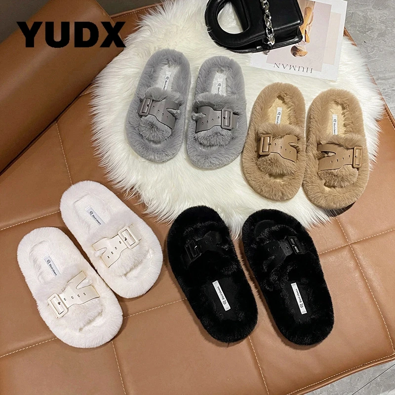 Designer Women Slippers Furry 2023 New Outside Ladies Home Thick Sole Buckle Warm Winter Flats Female Shoes Fashion Dress Chic
Designer Women Slippers Furry 2023 New Outside Ladies Home Thick Sole Buckle Warm Winter Flats Female Shoes Fashion Dress Chic