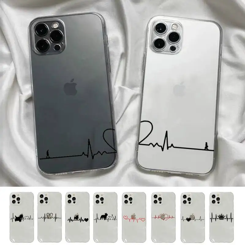Чехол для телефона с электрокардиограммой влюбленными парными ЭКГ iPhone 11 12 13 mini pro