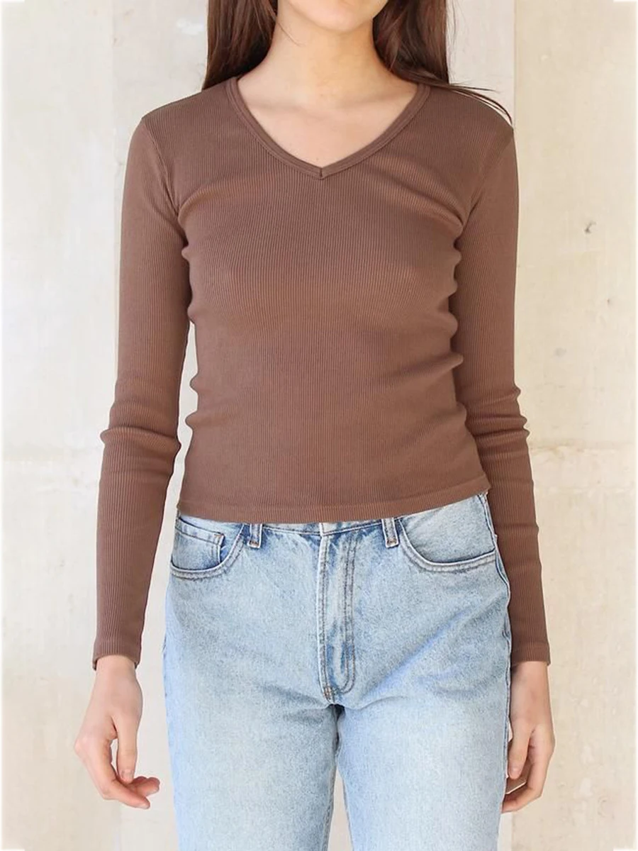Simple Solid Slim T-shirts Women 2023 Spring Knitted V-Neck Long Sleeve T Shirt Femme Vintage Casual Streetwear Cotton Y2k Tops
Simple Solid Slim T-shirts Women 2023 Spring Knitted V-Neck Long Sleeve T Shirt Femme Vintage Casual Streetwear Cotton Y2k Tops
